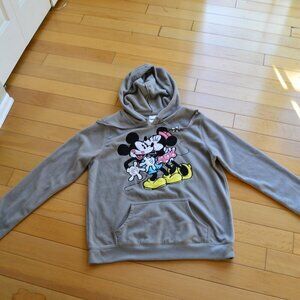 Disney Mickey & Minnie Kissing Pull Over Hoodie Women's Gray Size XL